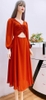 Đầm Maxi Cam Đất Tay Dài Rút Ngực DM743
