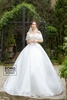 Váy cưới organza trễ vai nơ đai nhọn trắng NCD064