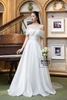 Váy cưới organza trễ vai trắng thắt nơ ngực VC865