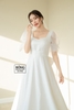 Váy cưới trắng phối organza tay phồng DC996