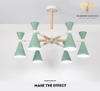 Diamond Lighting Đèn chùm thân gỗ chụp sắt nhiều màu - DCH270