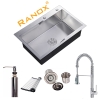 COMBO BỘ CHẬU RỬA CHÉN 1 NGĂN VÀ VÒI LÒ XO RÚT DÂY RANOX RN44589