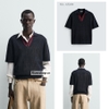 AP2604 - Z.RA CONTRAST TEXTURED KNIT POLO SHIRT