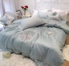 LỤA Tencel Hoa Tròn Love xanh pastel 4 món