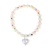 Vòng cổ ngọc trai trắng đính charm trái tim size co dãn - Cutepets