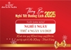 THÔNG BÁO NGHỈ TẾT DƯƠNG LỊCH 2025