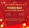 THÔNG BÁO LỊCH NGHỈ LỄ QUỐC KHÁNH 2/9