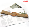 Thắt Lưng Đan Rơm Co Giãn Phối Khóa Vuông Phong Cách Boho Cổ Điển Thời Trang Mùa Hè Cho Nữ