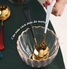 Set 4 Thìa inox (ăn cơm, cà phê...) mạ vàng tròn cán dài nhiều màu sang trọng