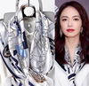 Khăn lụa satin vuông cỡ lớn 90x90cm, Khăn choàng đa năng mềm mịn họa tiết đa dạng phong cách đơn giản thời trang