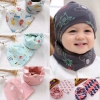 Set 2 món mũ cotton dệt kim + khăn quàng cổ giữ ấm, dễ thương xin xắn cho bé