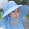 Mũ chống nắng hoa rộng vành che mặt khẩu trang 2 lớp thời trang, gọn nhẹ
