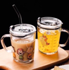 Cốc chia vạch pha sữa, pha đồ uống chất liệu thủy tinh cao cấp chịu nhiệt cao, có nắp đậy tặng kèm ống hút silicon
