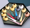 Set 4 Thìa inox (ăn cơm, cà phê...) mạ vàng tròn cán dài nhiều màu sang trọng