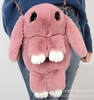 Túi đeo chéo kiêm Balo hình thỏ siêu cute, lông mềm mượt có khóa kéo miệng phối dây xích