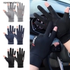 1 Đôi găng tay vải lụa lạnh chống trượt/chống nắng/chống tia UV cảm ứng màn hình dùng khi chơi thể thao, lái xe