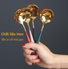 Set 4 Thìa inox (ăn cơm, cà phê...) mạ vàng tròn cán dài nhiều màu sang trọng