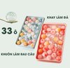 Khay làm đá, khuôn làm thạch hoa quả rau câu dạng bi tròn 33 viên có nắp đậy thông minh Việt Nhật