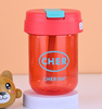 Bình nước, Cốc uống nước 300ml bằng nhựa PC có ống hút, có nắp đậy cho trẻ em, học sinh, sinh viên...