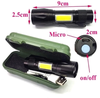 Đèn pin sạc USB mini siêu sáng 3 chế độ zoom xa gần