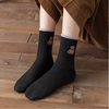 Set 5 đôi tất vớ cổ cao nữ họa tiết hình gấu chất liệu vải len tăm co giãn thời trang Hàn Quốc