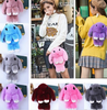 Túi đeo chéo kiêm Balo hình thỏ siêu cute, lông mềm mượt có khóa kéo miệng phối dây xích