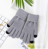 Găng tay len thiết kế 3 đầu ngón tay chạm màn hình cảm ứng màu trơn dày dặn dành nam nữ