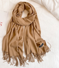 Khăn choàng cổ diệt kim Cashmere  đơn sắc mịn mỏng mềm nhẹ thanh lịch 70 x 180 cm 120g