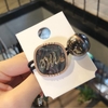 Dây buộc tóc co giãn đính hạt tròn, mặt ngọc nhân tạo in chữ phong cách Hàn Quốc cổ điển thời trang