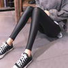 Quần legging giả da lưng cao màu trơn co giãn nhẹ thời trang công sở phong cách Hàn Quốc dành cho nữ