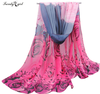 Khăn chiffon choàng cổ họa tiết hình hoa sang trọng, thanh lịch, thời trang dành cho nữ
