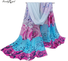 Khăn chiffon choàng cổ họa tiết hình hoa sang trọng, thanh lịch, thời trang dành cho nữ