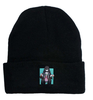 Mũ len beanie dệt kim màu đen trơn 2 lớp phong cách HipHop thời trang họa tiết hoạt hình