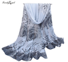 Khăn chiffon choàng cổ họa tiết hình hoa sang trọng, thanh lịch, thời trang dành cho nữ