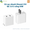 Cốc sạc xiaomi 2 cổng usb hỗ trợ sạc nhanh QC3.0 18W