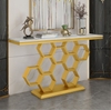 Bàn Console Tổ Ong Mặt Đá Trắng Chân Sắt Vàng - BTT110.1