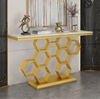 Bàn Console Tổ Ong Mặt Đá Trắng Chân Sắt Vàng - BTT110.1