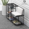 Ghế Ngồi Mang Giày Màu Trắng Chân Sắt Đen - GMG12.1