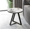 Bàn Góc Sofa Mặt Đá Trắng Chân Sắt Sơn Đen - BT151.1