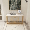 Bàn Console Lucica Đá Trắng Chân Sắt Vàng - BTT104.1