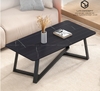 Bàn Trà Chữ Nhật Mặt Bàn Ceramic Đen Chân Sắt Sơn Đen - BT308.2
