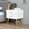 Tab Đầu Giường 2 Hộc Kéo Màu Trắng Chân Sắt Sơn Vàng - TĐG32.1
