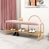 Ghế Ngồi Mang Giày Màu Hồng Chân Sắt Vàng - GMG10.1