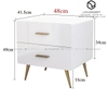 Tab Đầu Giường 1 Hộc Kéo Màu Trắng Chân Sắt Sơn Vàng - TĐG35.1