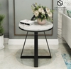 Bàn Góc Sofa Mặt Đá Trắng Chân Sắt Sơn Đen - BT151.1
