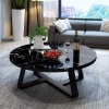 Bàn Trà Tròn D70 Mặt Đá Đen Chân Sắt Sơn Đen - BT189.9