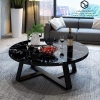 Bàn Trà Tròn D70 Mặt Đá Đen Chân Sắt Sơn Đen - BT189.9