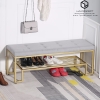 Ghế Ngồi Mang Giày Màu Xám Chân Sắt Vàng - GMG07