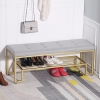Ghế Ngồi Mang Giày Màu Xám Chân Sắt Vàng - GMG07