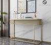 Bàn Console Mirza Đá Trắng Chân Sắt Vàng - BTT114.1